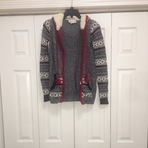 Hooded winter zip up sweater jacket